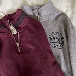 2 PINK Victoria’s Secret 3/4 zip sweatshirts